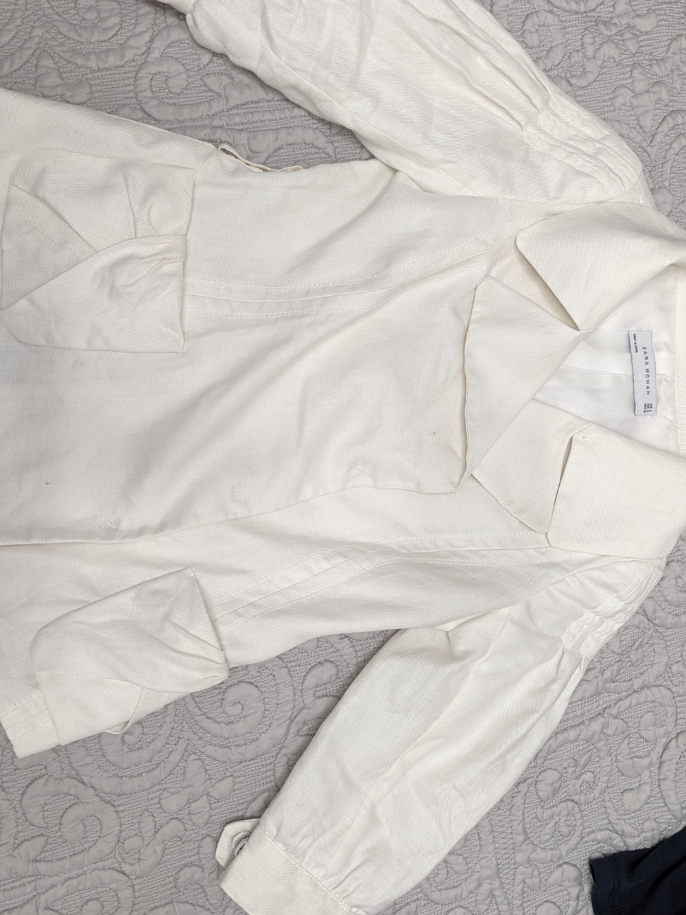 Zara Off-White Linen-Blend Tailored Jacket